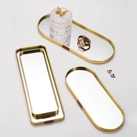 Nordic Gold Mirror Tray Light Luxury Home Jewelry Tray Rectangular Storage Tray Simple Table Decoration Ornaments Shooting Props 1