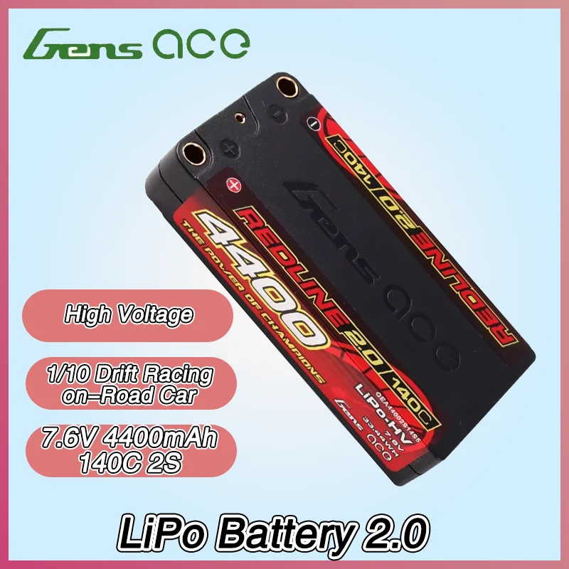 Gens ACE REDLINE 2.0 7.6V 5300mAh 140C Batterie LiPo 2S pour RC Voiture