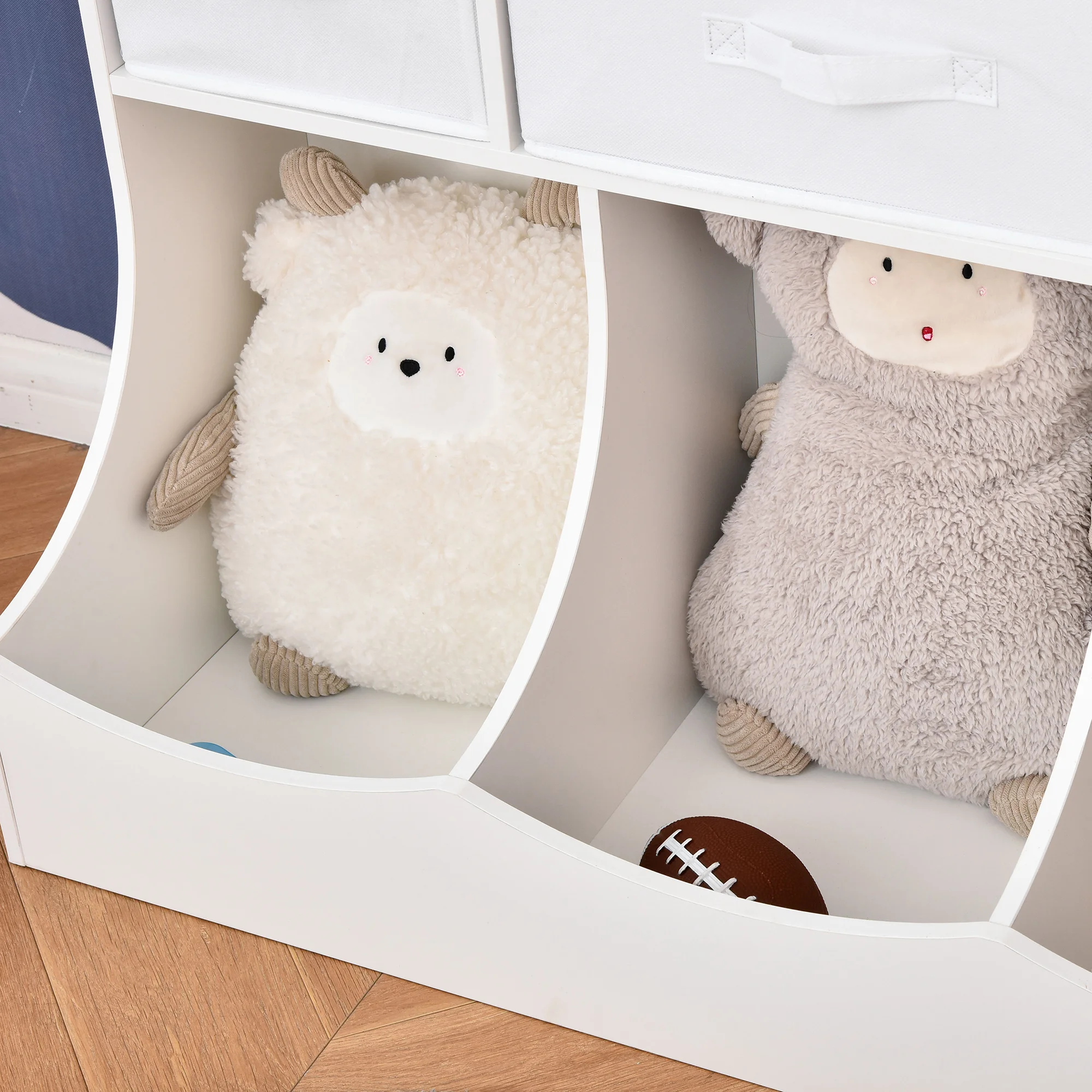 Toy Chest Kids Storage Organizer Wardrobe Display Bookcase w/ 3 Fabric Drawers