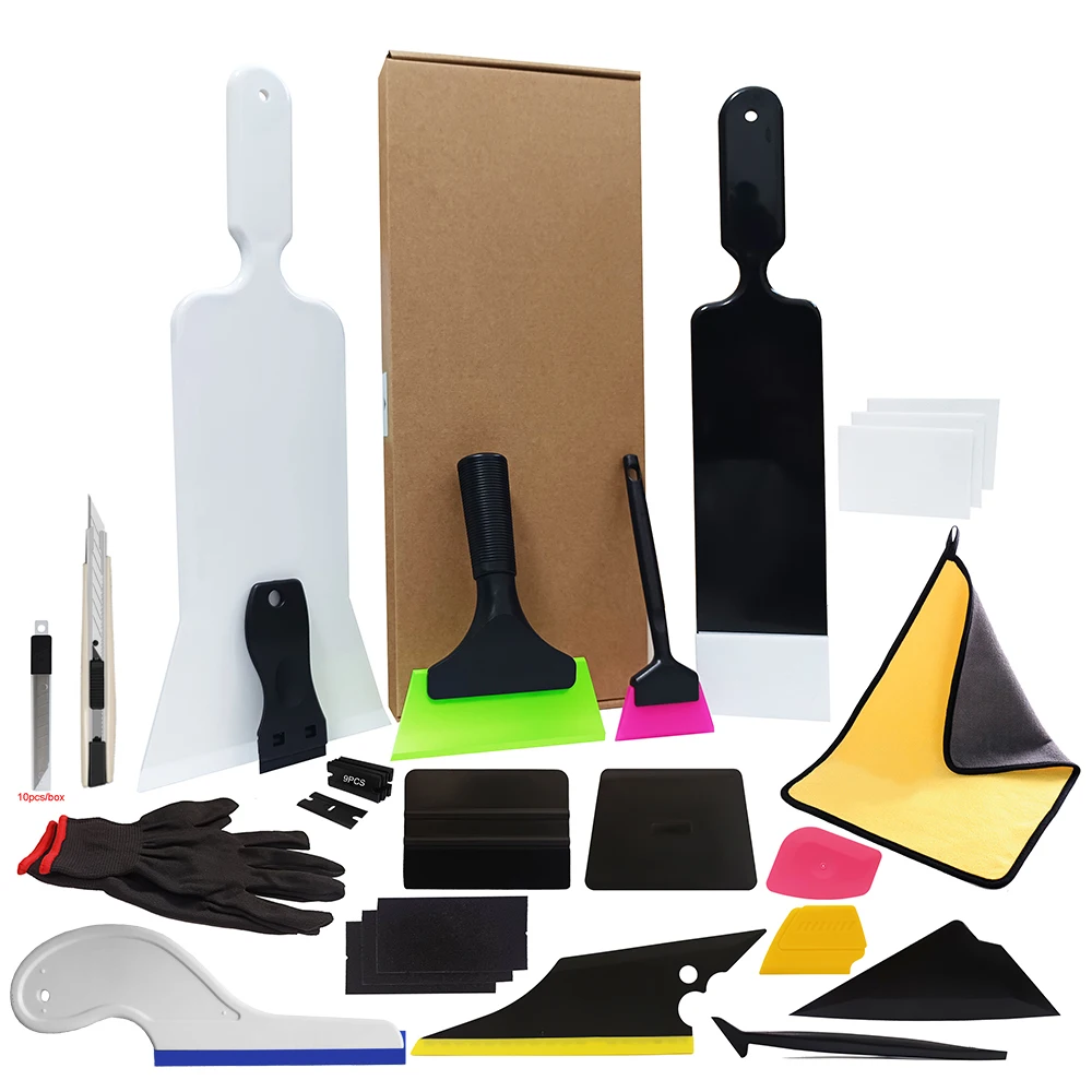 Fenstertönungsset, Vinyl-Wrapping-Folie, Installationswerkzeug für Autos, Tönung, Windschutzscheibe, Hinterfenster, Rakel, Bulldozer, Wäscher, Paddel – Detail 3
