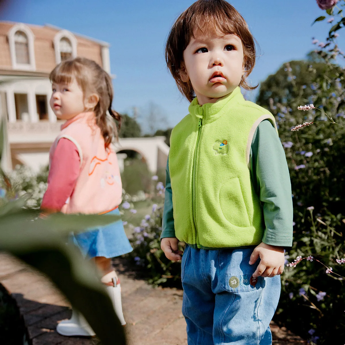Amila Baby Jacket Coat Spring New Stand Collar Solid Color Cartoon Cute Casual Fleece Girls & Boys Winter Clothes