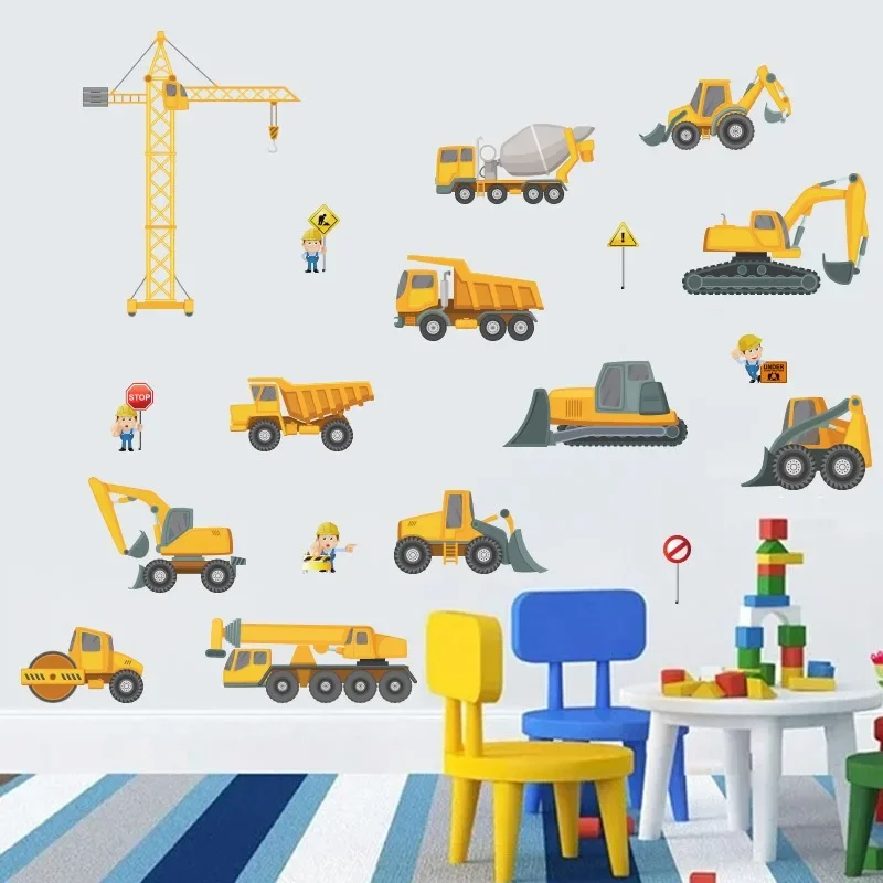 Height Stickers Construction Vehicle Tower Crane Kids Room Kindergarten Baby Measuring Height Ruler Wall Stickers Boys Gift wall stickers,vinyl decal stickers