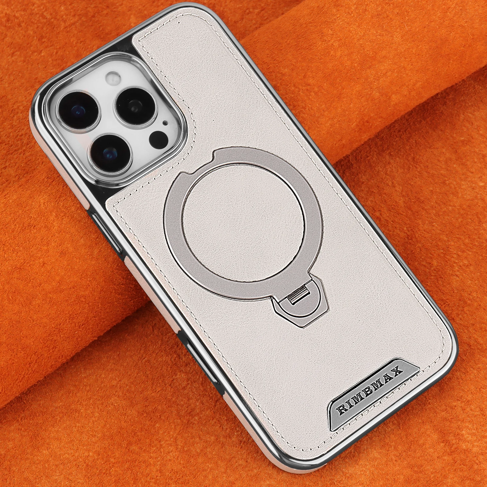 Coque de téléphone en cuir magnétique de luxe avec support rotatif à 360 degrés, étui de chargement sans fil Magsafe pour iPhone 16 17 Pro Max 15 14 13 12