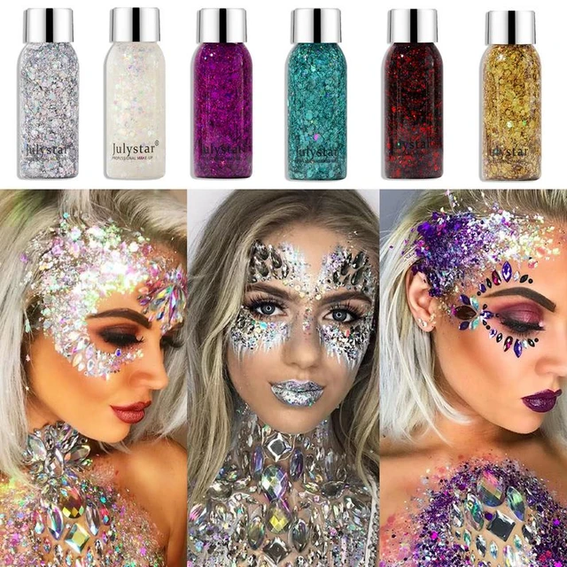 10ml Body Face Glue Gel Glitter Temporary Tattoo Hypoallergenic Makeup with  Brush Halloween Party Highlighter Diamond Maquiagem