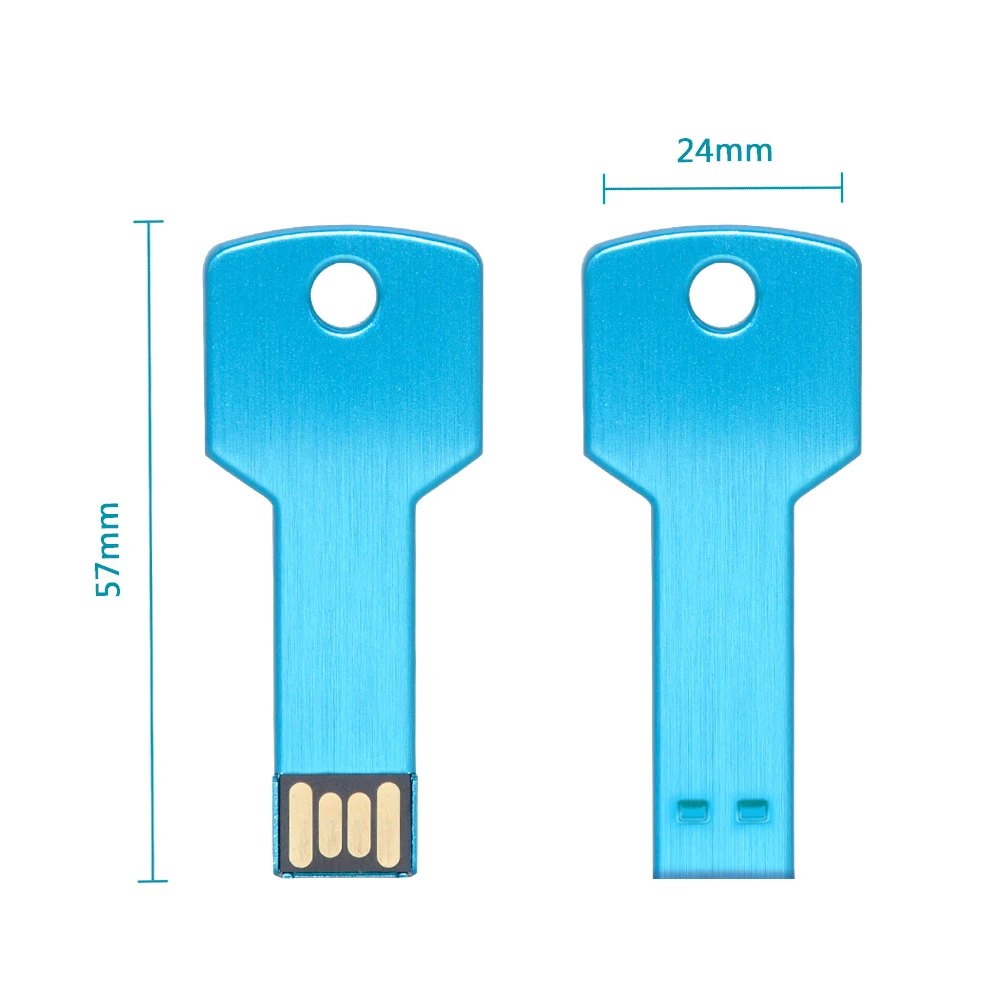 USB Flash Drive Custom logo USB Key shape Pendrive Metal Memory Stick 4GB 8GB 16GB 32GB 64GB