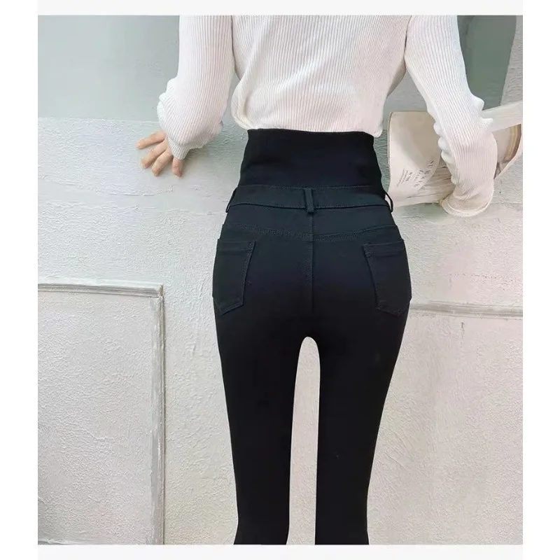 2023 New Super High Waist Stretch Skinny Jeans Women Slim Button Fly Pencil Denim Pants Design Fashion Beige Legging Vaqueros