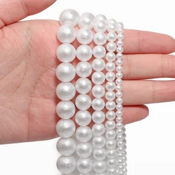 Elegant White and Pink Wrinkled Imitation Pearl Glass Beads - Perfect for DIY Jewelry and Accessories (White)