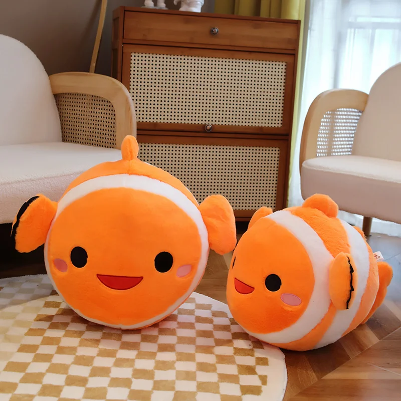 New Large Clown Fish Plush Toy Soft Clownfish Stuffed Animals Cuddly Pillow Birthday Gift For Kids Ocean Party Home Decoration