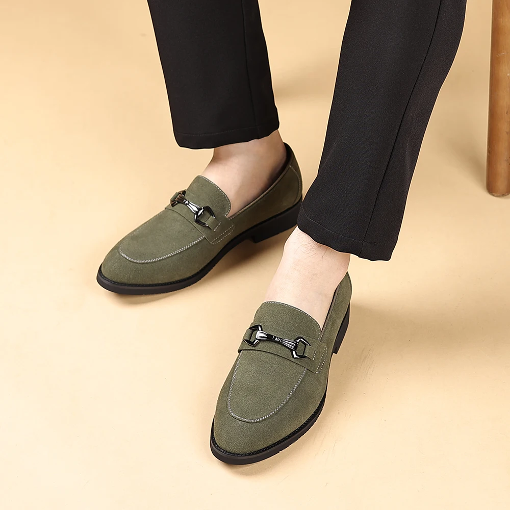 جديد الرجال بلون الجلد المدبوغ مشبك معدني المتسكعون مكتب الأعمال عادية المضادة للانزلاق حذاء رسمي مريح لينة سوليد كسول الأحذية