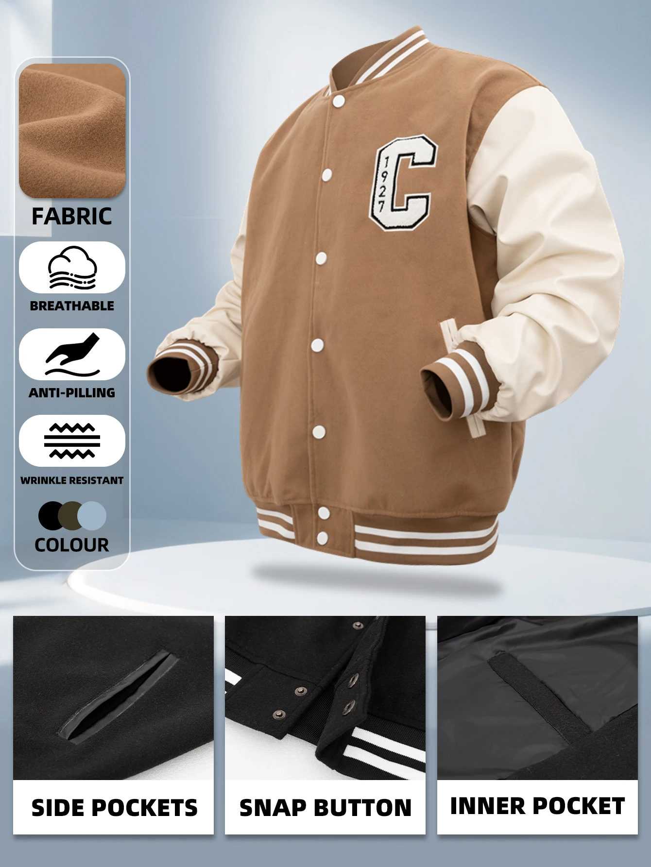 Herren Uni Jacken 'c' Stickerei Baseball Bomber jacke Unisex