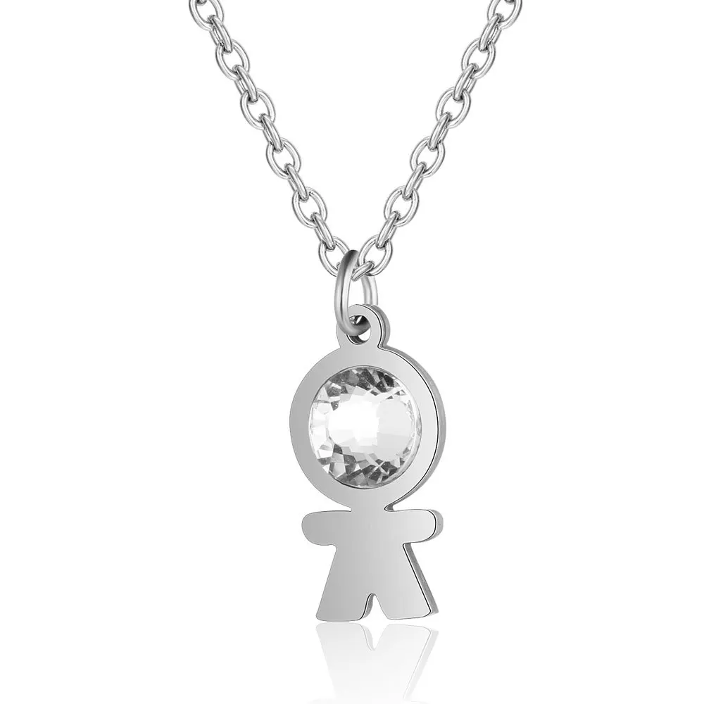 Little Boy Pendant Stainless Steel Necklace Jewelry Accessories Valentine's Party Gifts For