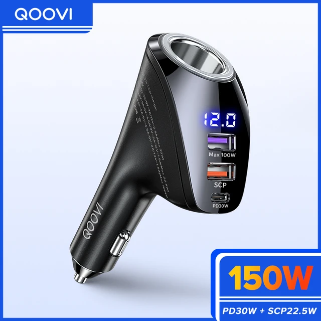 QOOVI 80W Car Charger PD USB Type C Dual Port USB Mobile Phone Fast  Charging For iPhone 14 Xiaomi Samsung iPad Laptops Tablets
