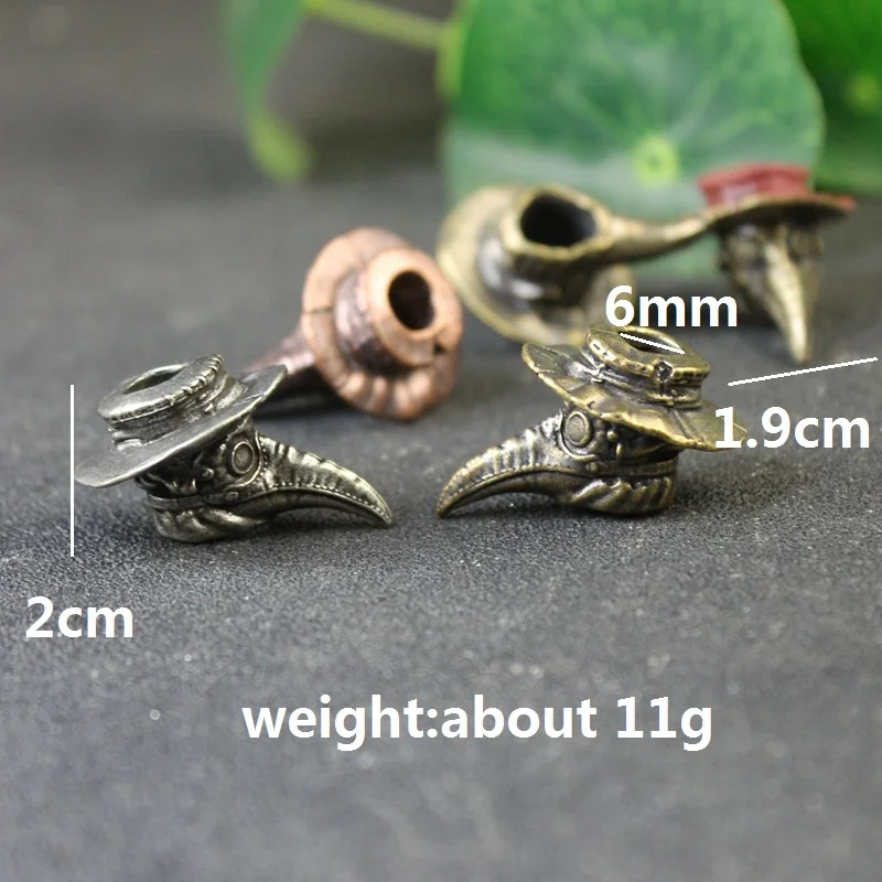 Brass Long Beak Doctor Woodpecker Knife Bead Keychains Pendants Umbrella Rope Paracord Beads EDC Outdoor Tool DIY Handmade Woven