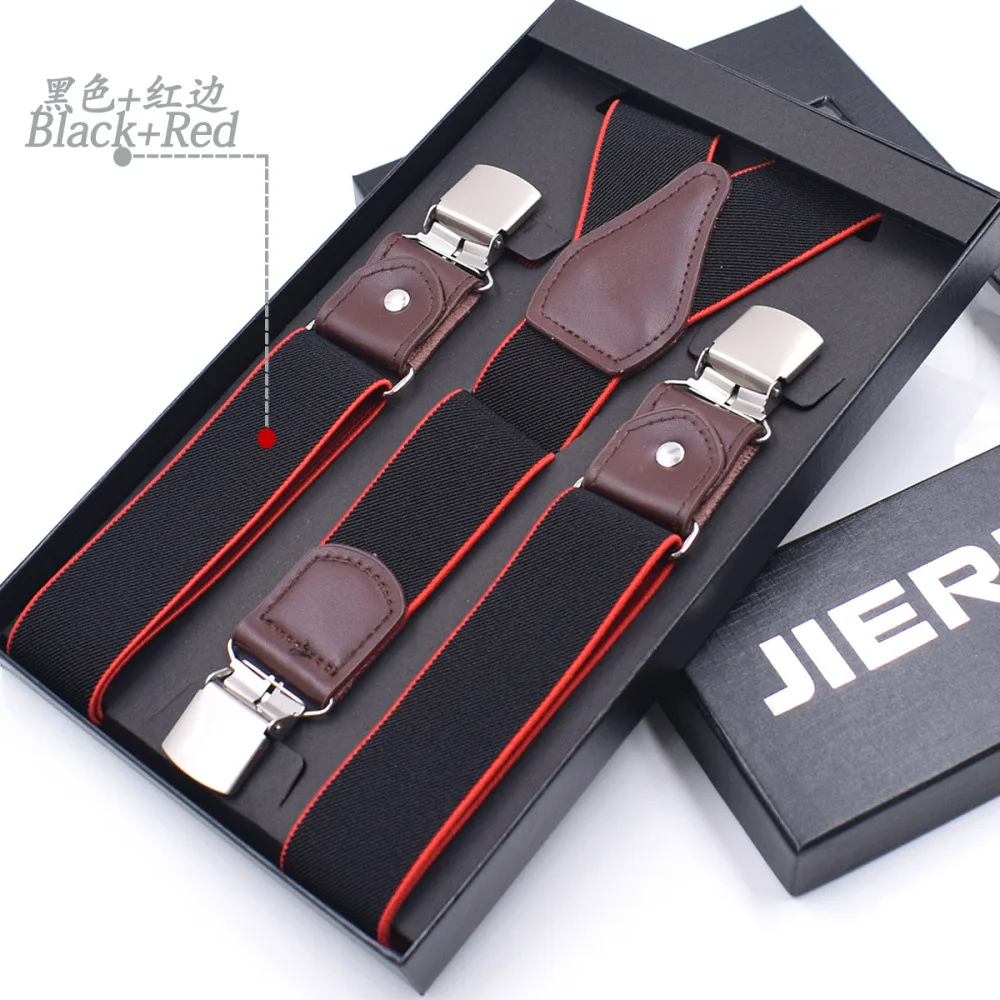 Leather Suspenders Men 3 Clips Male Suspensorios Adjustable Belt Strap Bretelles Vintage Men Clothing Accessories