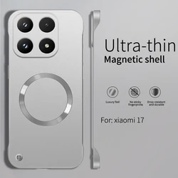 Magsafe Magnetic Thin Metallic Paint Borderless Case Cover for Xiaomi 15s pro (Silver)