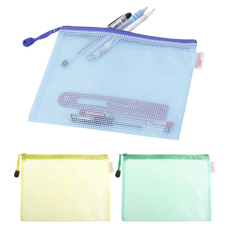 A5 Gridding Waterproof Zip Bag Document Pen Filing Products Pocket Folder Office & School Supplies