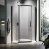 36.5 in. W X 72 in. H Shower Doors, 1/4" Clear Glass, Black Finish, Base Not Included, Corner Pivot Shower Doors 1