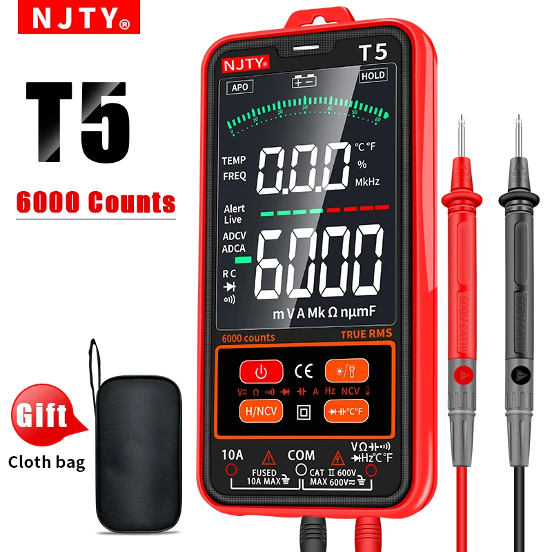

Digital Multimeter Smart Mini Automotive Profesional Tester True RMS NCV AC DC Voltage Tester Portable multimetro T5 NJTY