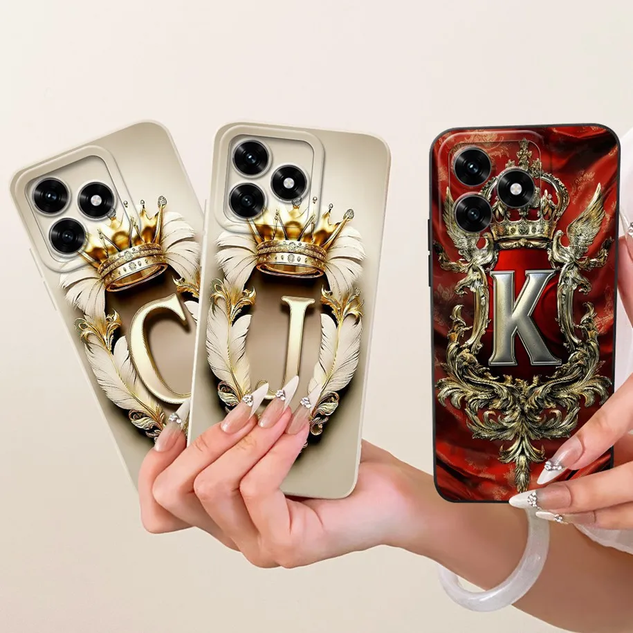 Retro Crown Letters Soft Silicone Lens Protective Phone Case Cover