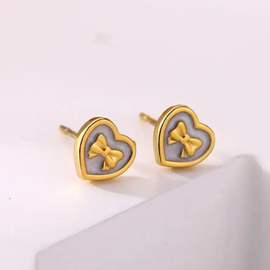 Stainless Steel Earrings for Women Cute Minimalist Gold Plated Stud Earring