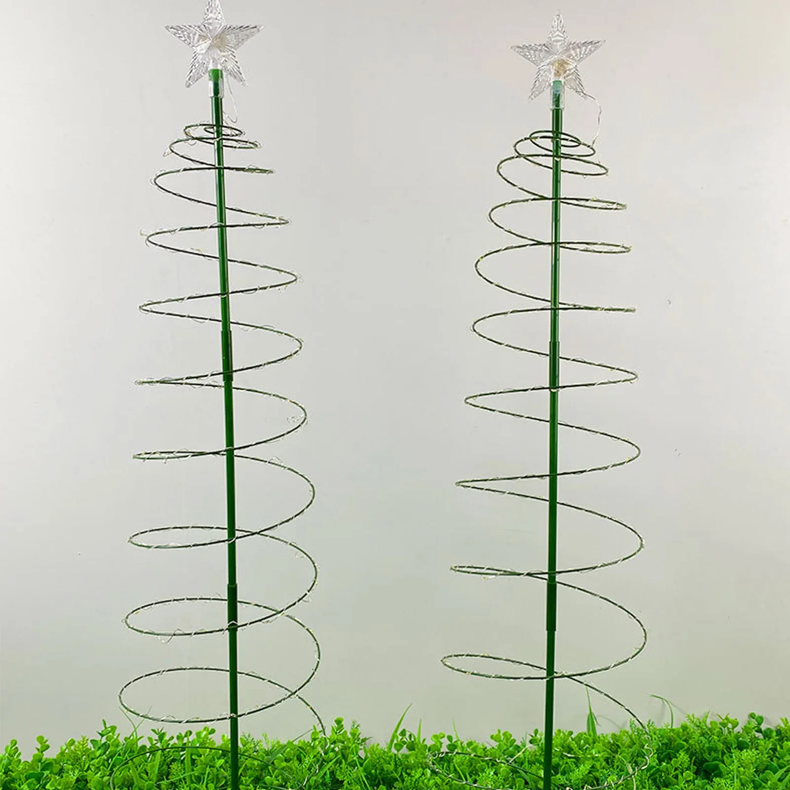 Solar Powered Xmas Tree Grass Stake Lights with Star Christmas Tree Lawn Stake Lamp Waterproof for Pathway Lawn Patio - 5