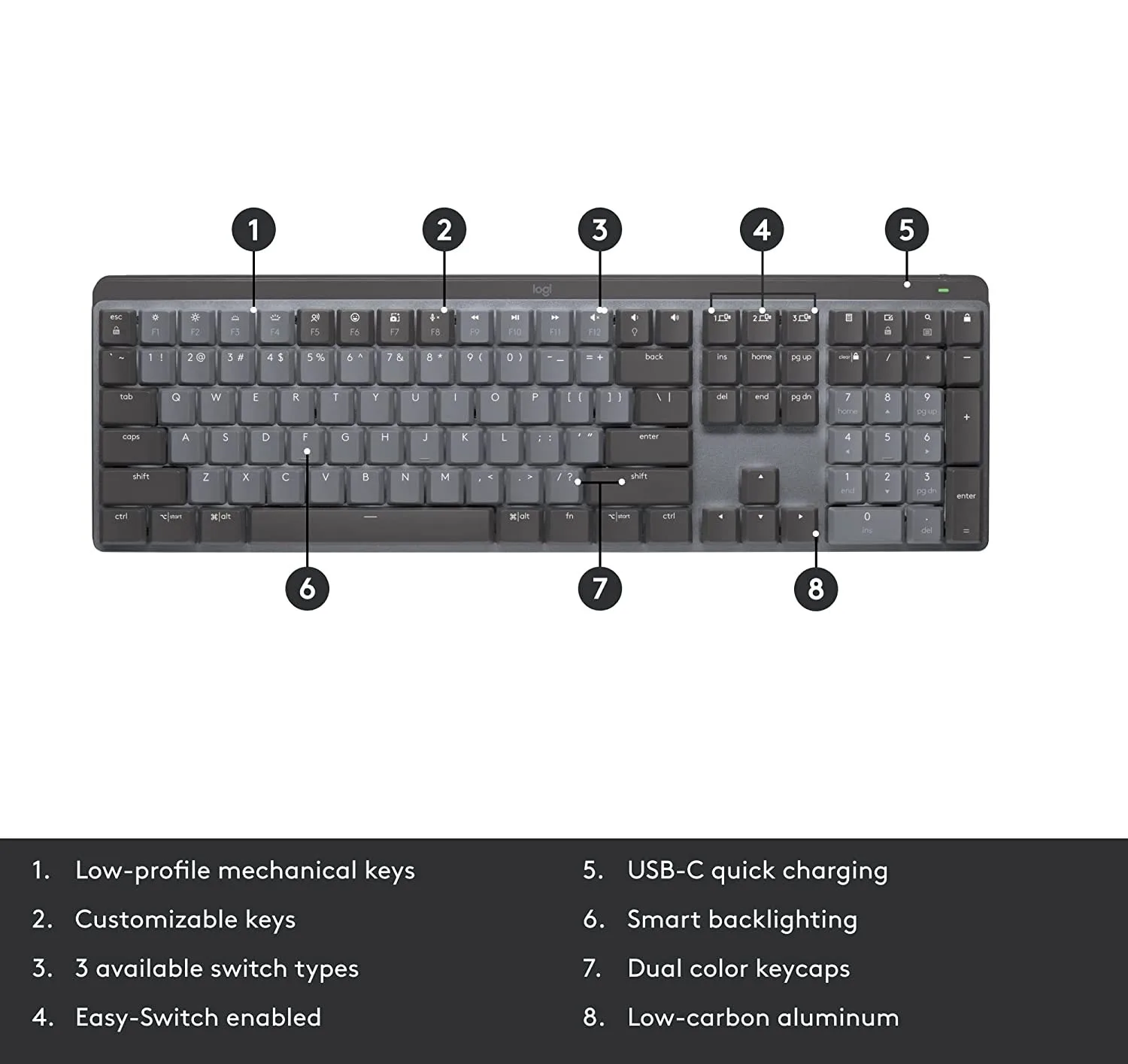 Logitech MX Mechanical Wireless Bluetooth Keyboard with Logi Bolt