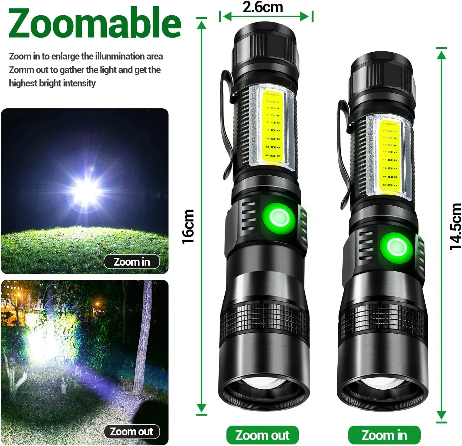 395nm UV Flashlight Blacklight Zoomable USB Rechargeable UV Light for Pet Urine Detection Resin Curing uv flashlight