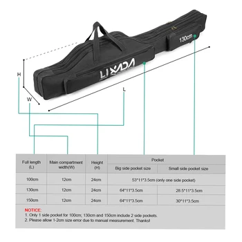 100cm/130cm/150cm Fishing Bag Portable Folding Fishing Rod Reel Bag Fishing Pole Gear Tackle Tool Carry Case Carrier Travel Bag 5