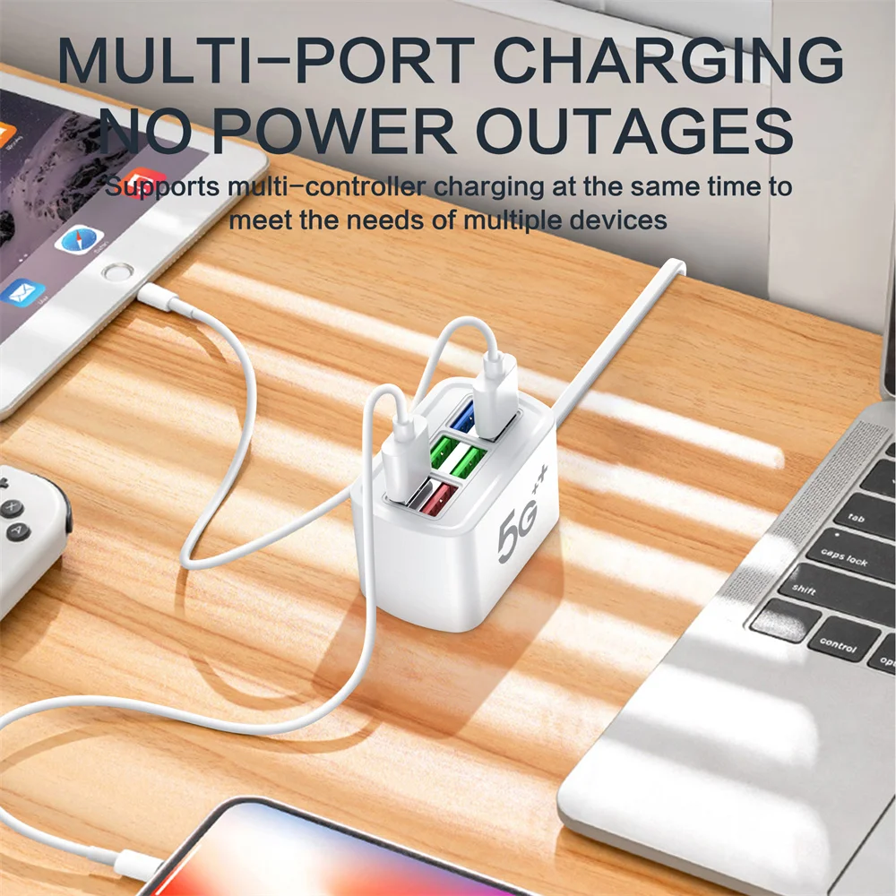 Universal 6 Port USB Charger Power Strip Mobile Phone Charger Wall Adapter Multifunction Electric Socket with 1m Extension Cable
