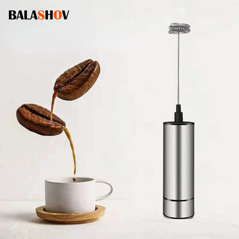 

Electric Milk Frother Wireless Handheld Electric Powerful Stainless Steel Spring Mixer Foam Whisk Maker For Coffee Cappuccino