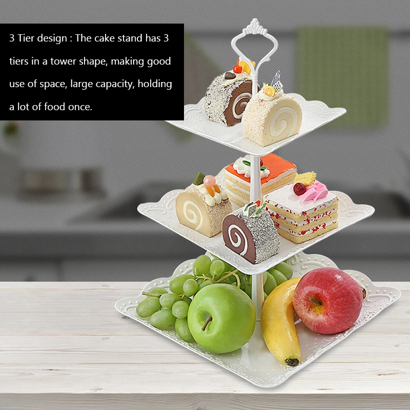 Cake Stand 3 Tier Cake Stand Afternoon Tea Wedding Plates Party Tableware Xmas Brithday European Three-layer Fruit Tray