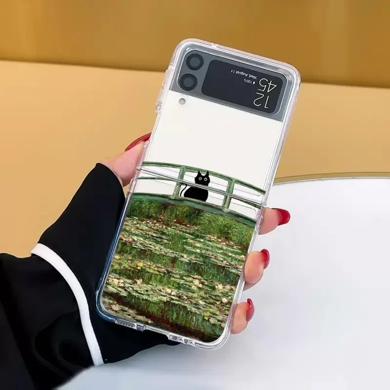 Retro Van-Gogh Black Cat Transparent Clear Phone Case Cover