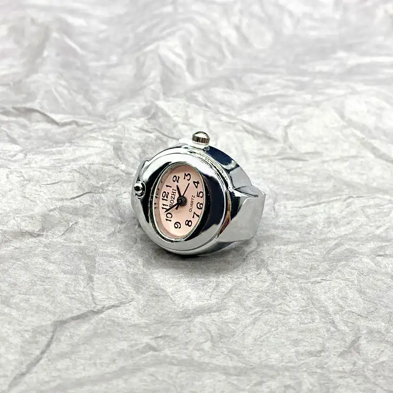 Kiss Jewelry Simple Silver Color Creative Quartz Watch Dial Finger Rings Couple Women Men Elastic Strap Metal Clock Ring Jewelry - Image 10
