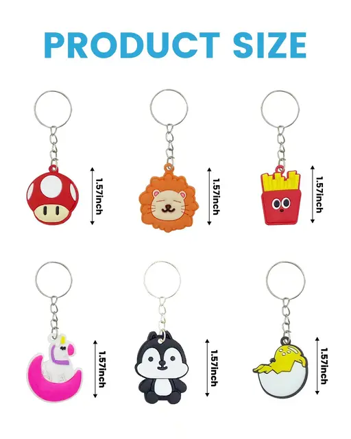 100pcs Anime Keychain for Kids Cartoon Party Favors Mini Cute Keyring for Classroom Prizes Birthday Christmas Party Favors Gift 3