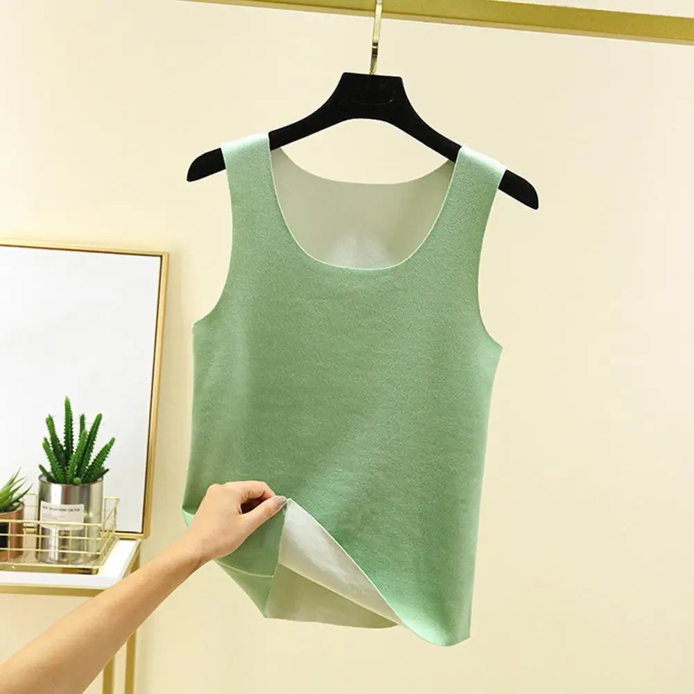 

Облегающий облегающий жилет, бархатный терможилет, майка с круглым вырезом, теплое нижнее белье, топы для осени и зимы, однотонные