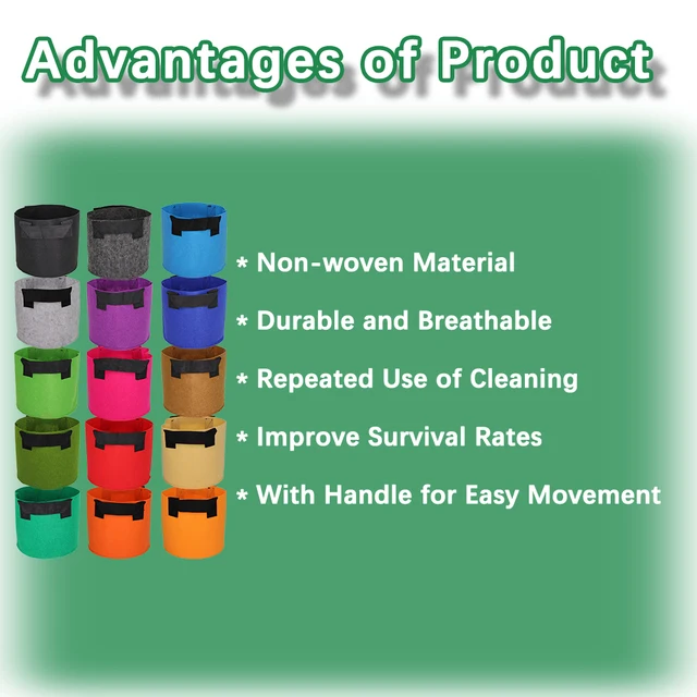 15Db/Tétel Keverék 15 Színű Kerti Ültetvényes Táska Fogantyúval 1 Mm -Es Virágzöld Növényi Gyógynövény Szövet Termesztett Edény Beltéri Kültéri Conatiner - Image 4