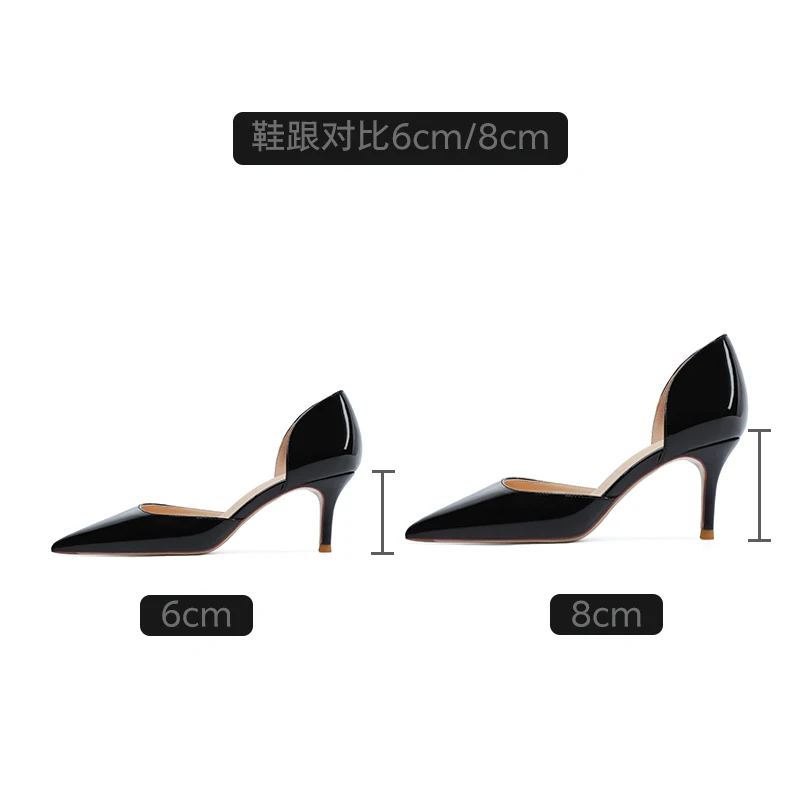 Pointed Toe Patent Leather High Heels Women New Confortable Office Work Dress Pumps Medium Slip-on Hollow Daily Wear Single Shoe