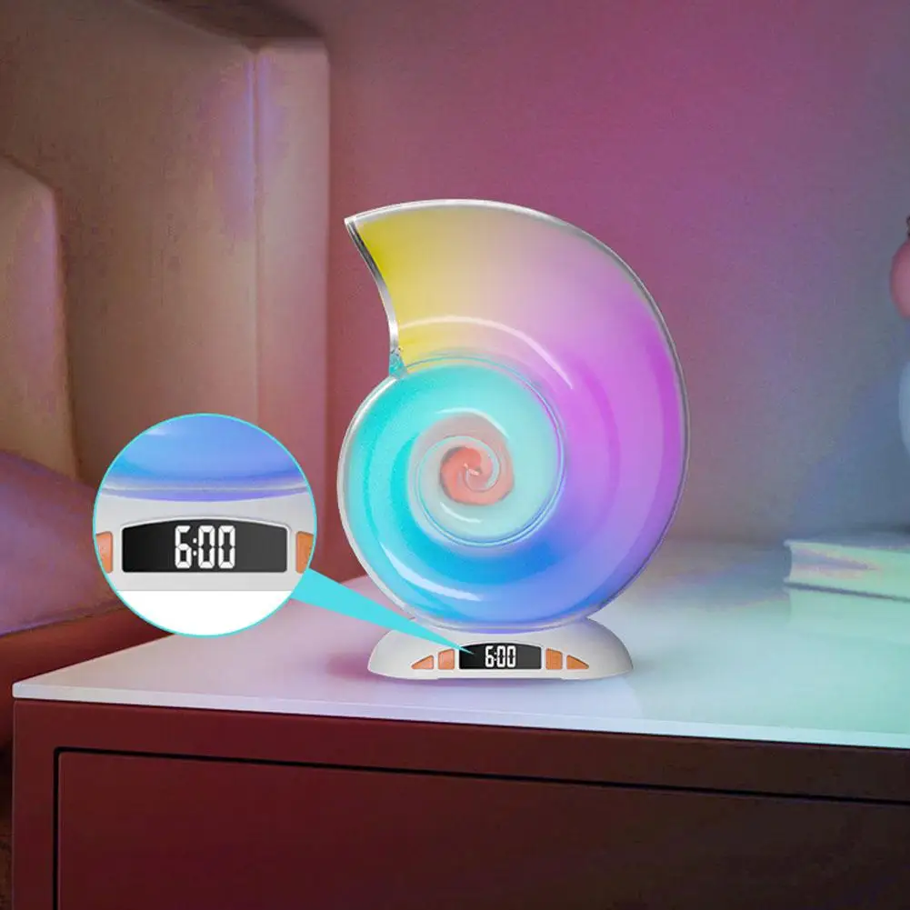 

Wake-up Light Alarm Clock Conch Bluetooth Speaker Light Audio Control Atmosphere Colorful Rgb App D8s6