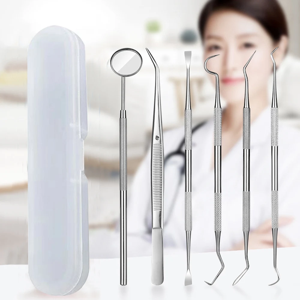 3/6Pcs Dental Hygiene Tool Kit Instruments Dentist Tartar Scraper Scaler Calculus Plaque Remover Teeth Cleaning Oral Care Tool images - 6