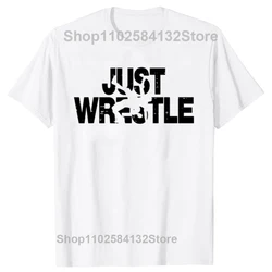 Just Wrestle Graphic Tee - Unisex Casual Oversized 100% Cotton T - Shirt - S (WHITE)