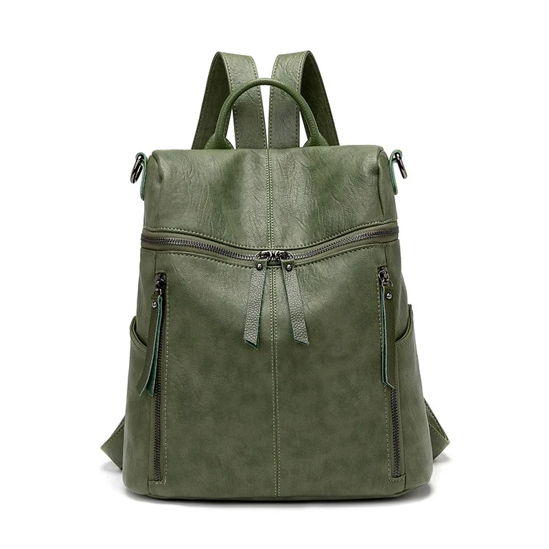 Fashionable large capacity minimalist computer bag versatile business women's soft leather backpack