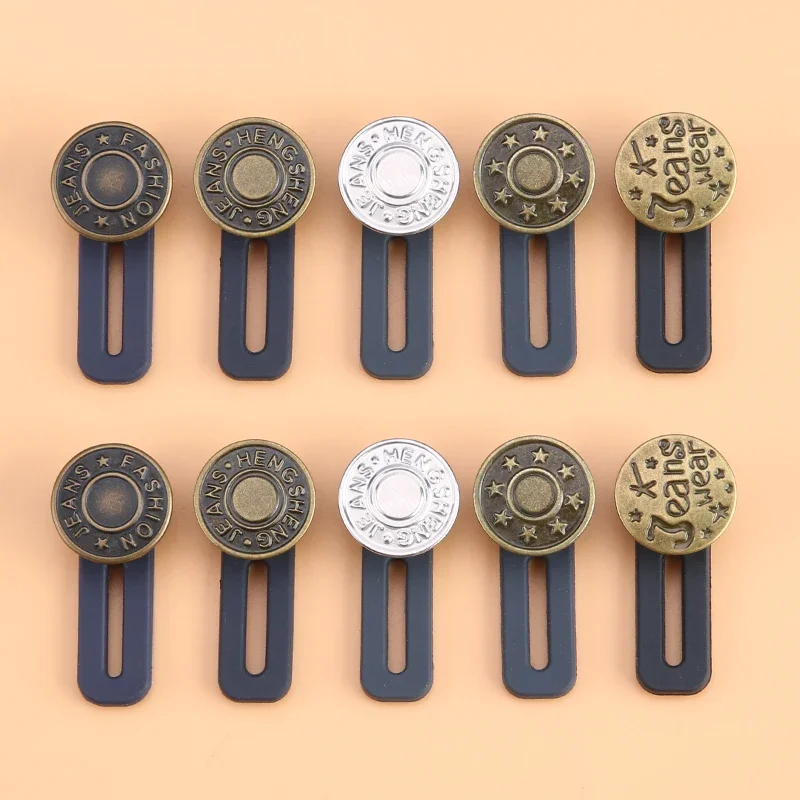 5/10pcs Metal Button Extender Perfect To Any Jeans Pants Free Sewing Retractable Jeans Waist Button Extended Buckles Fixing Kit