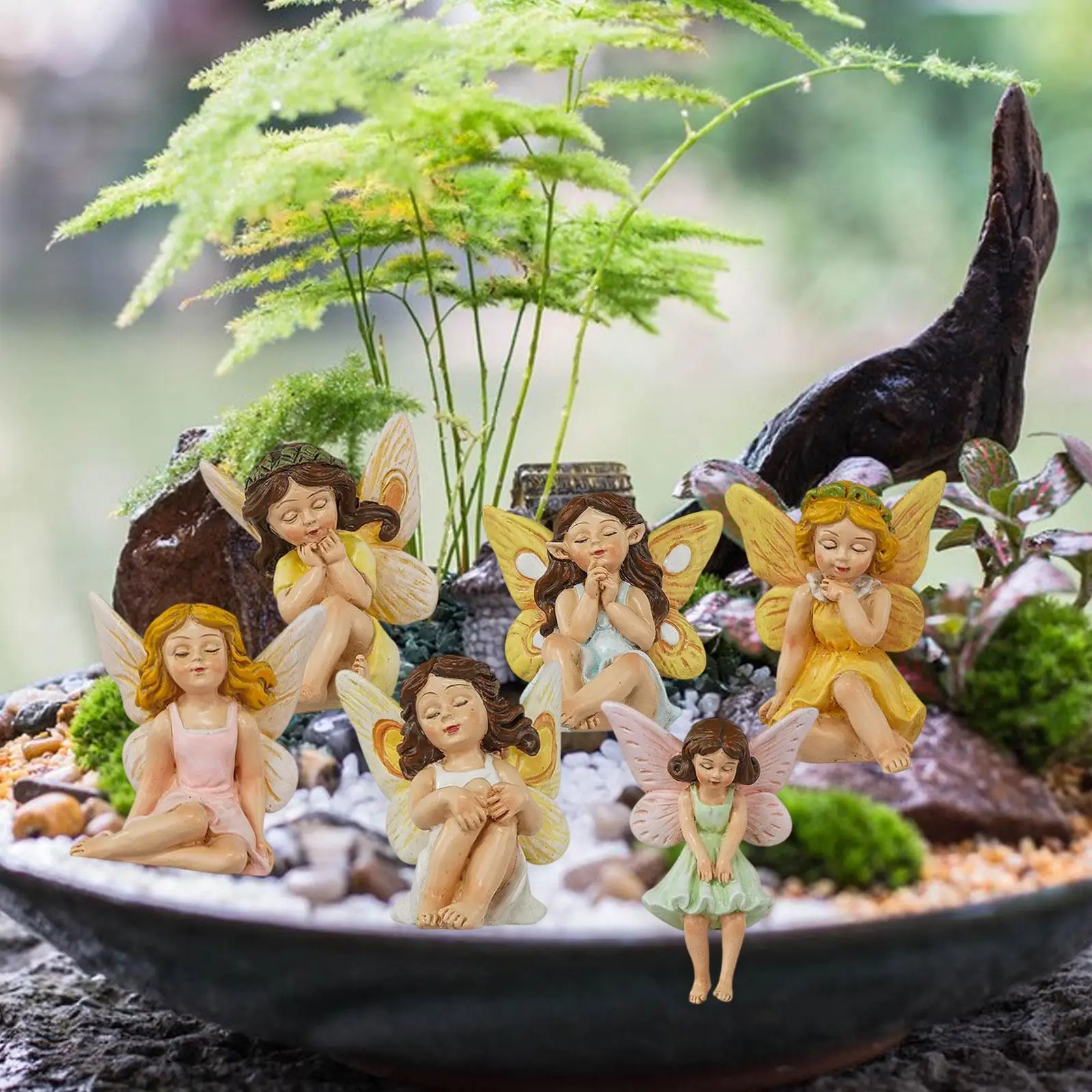 6x Fairy Garden Accessories Garden Decorations Miniature Fairy Figurines for DIY