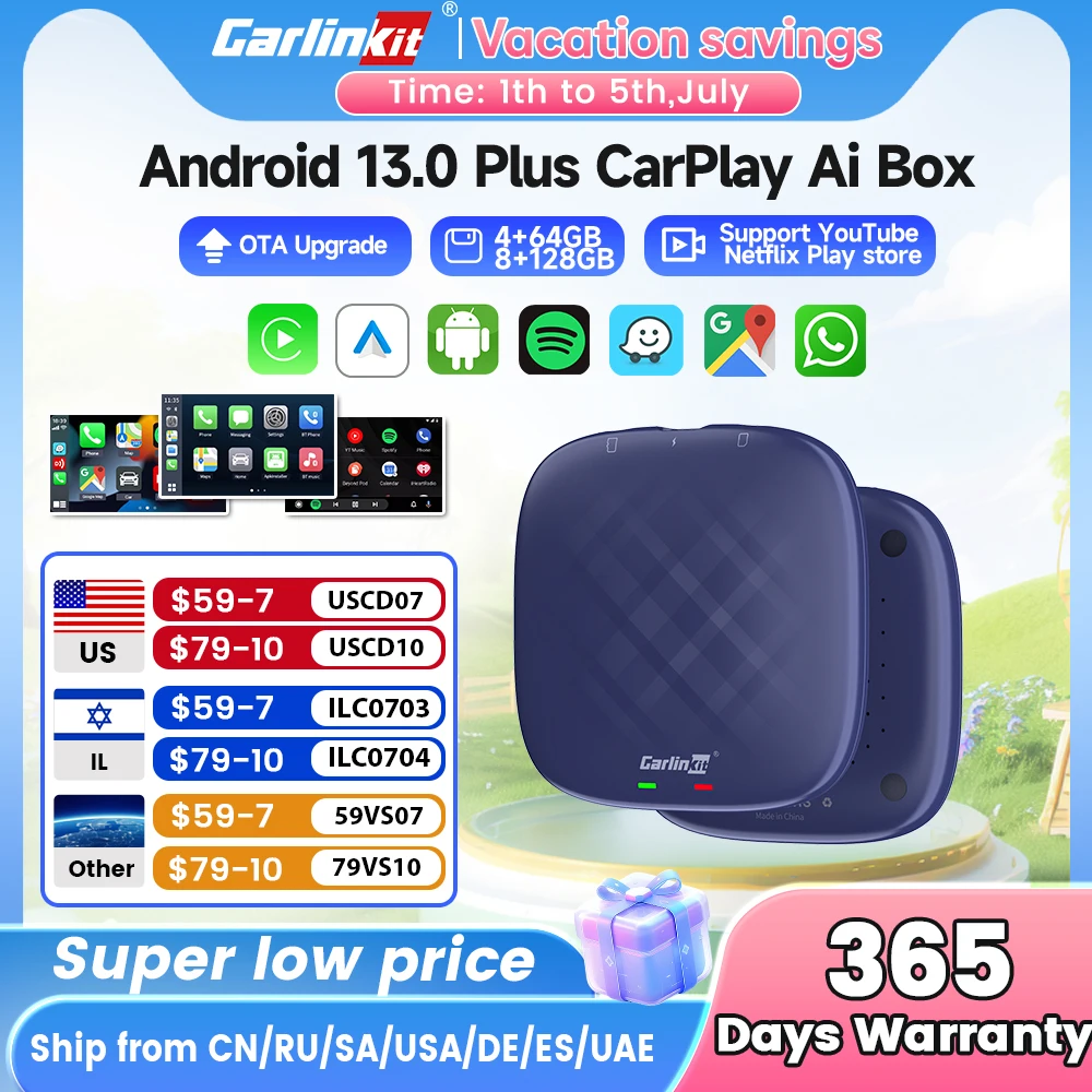 CarlinKit Tbox LED Ambient Android 13.0 System Wireless