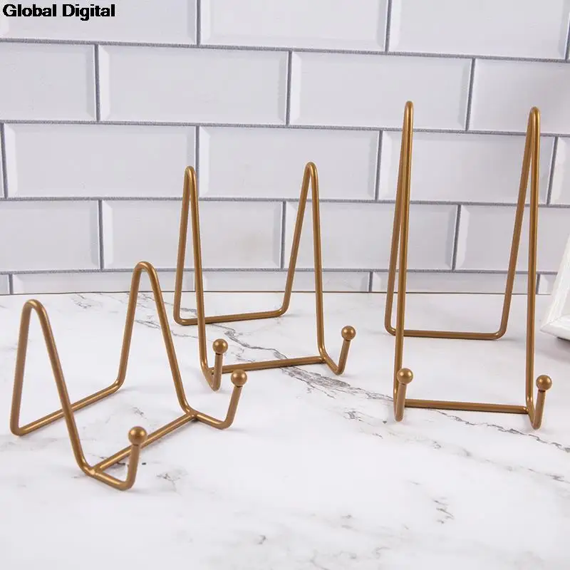 1pcs Plate Display Stand Picture Easel Metal Plate Stands Holder Display Dish Tabletop Art Pictures Frame Photo Decorative