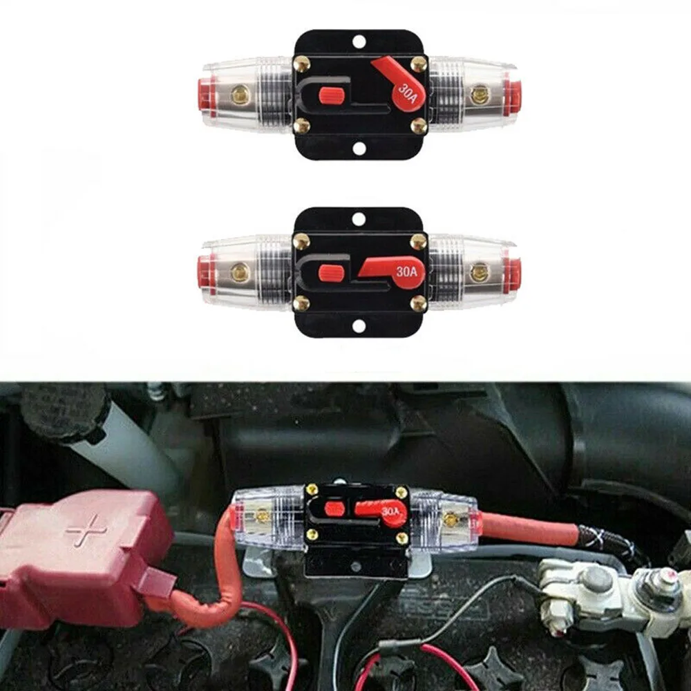 Circuit Breaker Resettable Fuse 12V-48V Car Truck Circuit Breaker Self-recovery 20A 30A 40A 50A 60A 80A 100A 125A 150A Auto Audio Fuse Holder Power Insurance