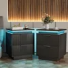Nightstand with LED Light, Set of 2 Night Stand with Drawers, Black Bedside Table, Modern End Side Table for Bedroom 1