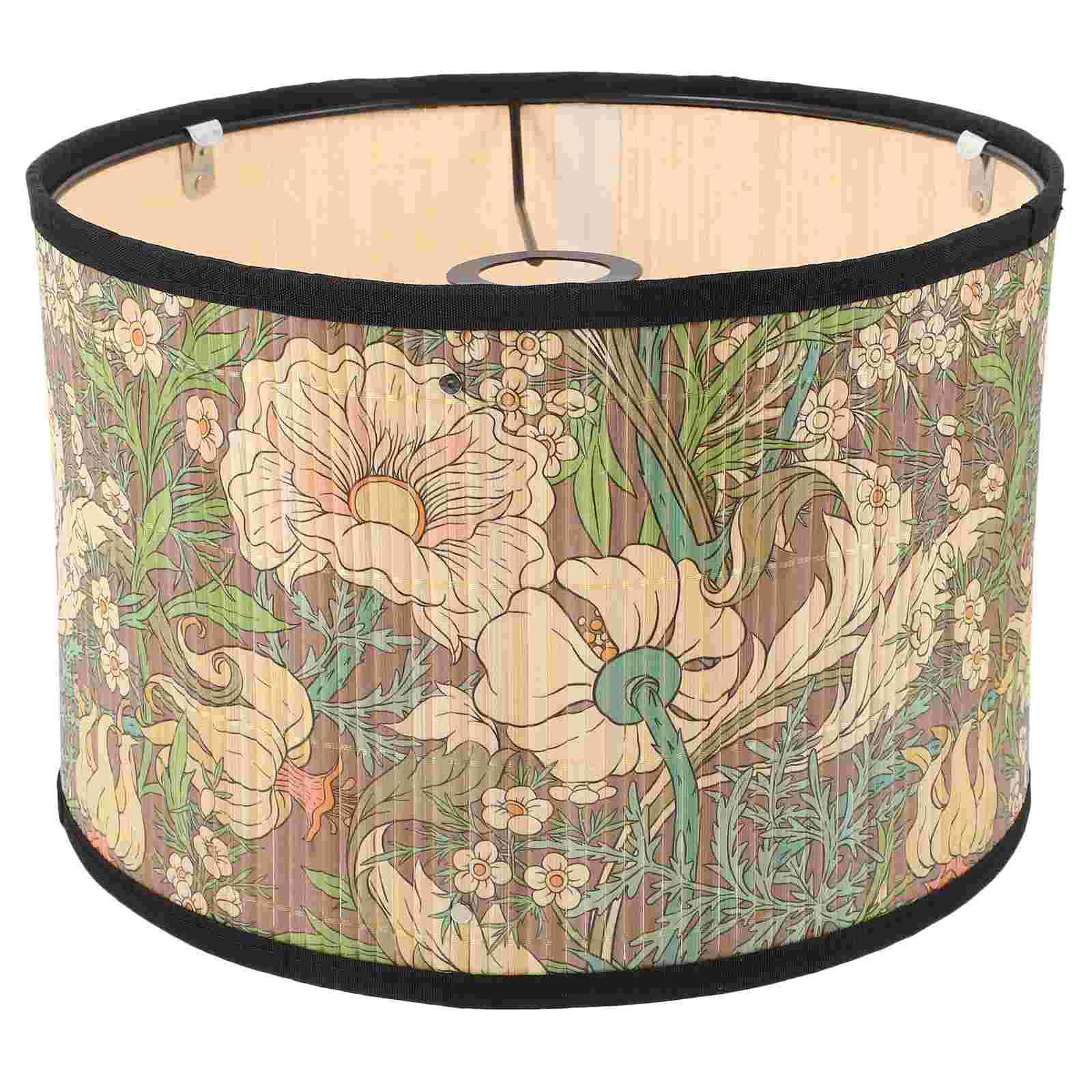 

Green Plants Printed Lampshade Light Shades for Table Bedroom Bamboo Replacement