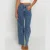 Jeans Denim Pant Women Wide Leg Long Pants Slim Fit Beading High Waist Straight Trousers Y2k Streetwear Splice Party Club Mom