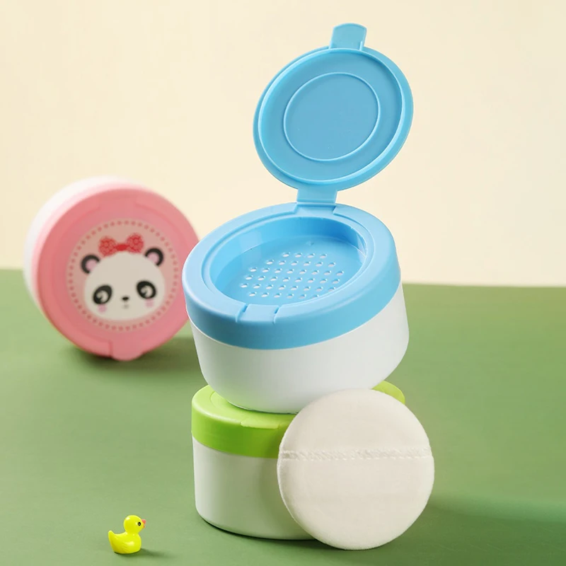 Custodia contenitore per polvere per il corpo del bambino con soffio di polvere Sicurezza portatile vuota per neonati Scatola portaoggetti per polvere per il corpo Porta soffio cosmetico - immagine 2